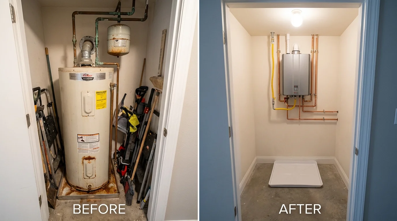 Tank water heater versus wall-mounted tankless unit comparison for Atwater, MN homeowners