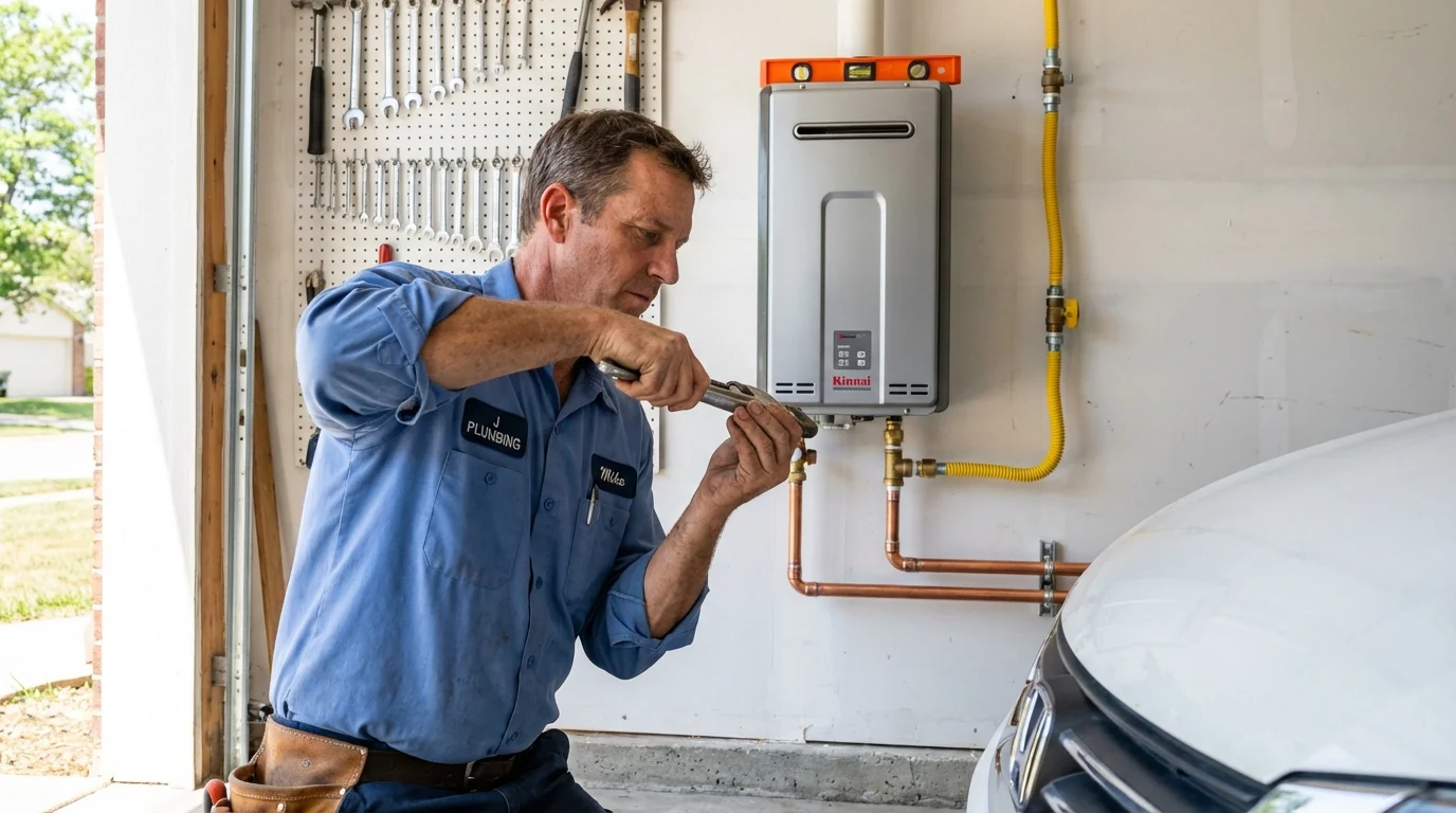 Tankless water heater installation by a Johns Plumbing LLC plumber in Atwater